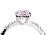 White gold Fancy Pink Oval Cut Diamond Pavé Solitaire Engagement Ring with Four-Prong Setting_116