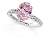 White gold Fancy Pink Oval Cut Diamond Pavé Solitaire Engagement Ring with Four-Prong Setting_120