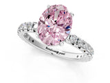 White gold Fancy Pink Oval Cut Diamond Pavé Solitaire Ring with Round Band and Prong Setting_15