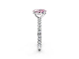 White gold Fancy Pink Oval Cut Diamond Pavé Solitaire Ring with Round Band and Prong Setting_16
