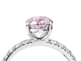 White gold Fancy Pink Oval Cut Diamond Pavé Solitaire Ring with Round Band and Prong Setting_18