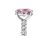 White gold Fancy Pink Oval Cut Diamond Pavé Solitaire Ring with Round Band and Prong Setting_19