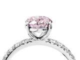 White gold Fancy Pink Oval Cut Diamond Pavé Solitaire Ring with Round Band and Prong Setting_42