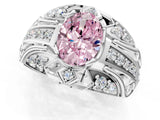White gold Fancy Pink Oval Cut Diamond Pave Art Deco Split Shank Ring with Four-Prong Setting_1