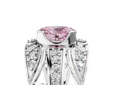 White gold Fancy Pink Oval Cut Diamond Pave Art Deco Split Shank Ring with Four-Prong Setting_5