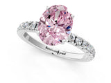 White gold Fancy Pink Oval Cut Diamond Pave Band Solitaire Ring with Round  and Prong Setting_131