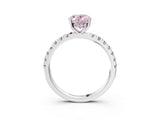 White gold Fancy Pink Oval Cut Diamond Pave Band Solitaire Ring with Round  and Prong Setting_133