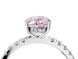 White gold Fancy Pink Oval Cut Diamond Pave Band Solitaire Ring with Round  and Prong Setting_134