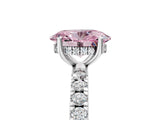 White gold Fancy Pink Oval Cut Diamond Pave Band Solitaire Ring with Round  and Prong Setting_135