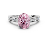 White gold Fancy Pink Oval  Cut Diamond Pave Band with Four-Prong Setting_60