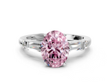 White gold Fancy Pink Oval  Cut Diamond Ring with Baguette Side Stones, Channel Set Band, and Four-Prong Setting_3