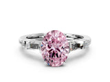 White gold Fancy Pink Oval  Cut Diamond Ring with Baguette Side Stones, Channel Set Band, and Four-Prong Setting_36