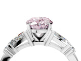 White gold Fancy Pink Oval  Cut Diamond Ring with Baguette Side Stones, Channel Set Band, and Four-Prong Setting_40
