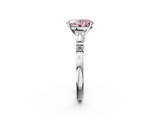 White gold Fancy Pink Oval  Cut Diamond Ring with Baguette Side Stones, Channel Set Band, and Four-Prong Setting_5