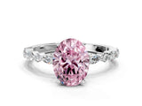 White gold Fancy Pink Oval Cut Diamond Ring with Marquise and Round  Side Stones and Four-Prong Setting_100