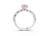 White gold Fancy Pink Oval Cut Diamond Ring with Marquise and Round  Side Stones and Four-Prong Setting_102