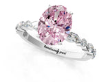 White gold Fancy Pink Oval Cut Diamond Ring with Marquise and Round  Side Stones and Four-Prong Setting_99