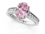 White gold Fancy Pink Oval Cut Diamond Ring with Milgrain Pavé Band and Four-Prong Setting_33