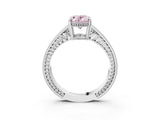 White gold Fancy Pink Oval Cut Diamond Ring with Milgrain Pavé Band and Four-Prong Setting_35