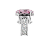 White gold Fancy Pink Oval Cut Diamond Ring with Milgrain Pavé Band and Four-Prong Setting_37