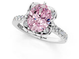 White gold Fancy Pink Oval Cut Diamond Ring with Pavé Band and Floral Prong Setting_40