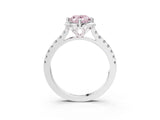 White gold Fancy Pink Oval Cut Diamond Ring with Pavé Band and Floral Prong Setting_42