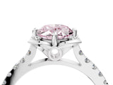White gold Fancy Pink Oval Cut Diamond Ring with Pavé Band and Floral Prong Setting_43