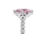 White gold Fancy Pink Oval Cut Diamond Ring with Pavé Band and Floral Prong Setting_44