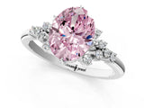White gold Fancy Pink Oval Cut Diamond Ring with Side Stones and Four-Prong Setting_13