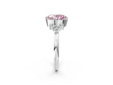 White gold Fancy Pink Oval Cut Diamond Ring with Side Stones and Four-Prong Setting_14