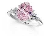 White gold Fancy Pink Oval Cut Diamond Ring with Side Stones and Four-Prong Setting_212
