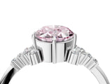 White gold Fancy Pink Oval Cut Diamond Ring with Side Stones and Four-Prong Setting_215