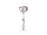 White gold Fancy Pink Oval Cut Diamond Ring with Side Stones and Four-Prong Setting_216