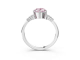 White gold Fancy Pink Oval Cut Diamond Ring with Side Stones and Four-Prong Setting_217