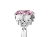 White gold Fancy Pink Oval Cut Diamond Ring with Side Stones and Four-Prong Setting_219