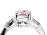White gold Fancy Pink Oval  Cut Diamond Ring with Tapered Baguette Side Stones in Four-Prong Setting_7