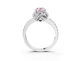 White gold Fancy Pink Oval Cut Diamond Scalloped Halo Engagement Ring with Round Shared Prong Band_16