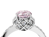 White gold Fancy Pink Oval Cut Diamond Scalloped Halo Engagement Ring with Round Shared Prong Band_17