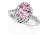 White gold Fancy Pink Oval Cut Diamond Scalloped Halo Engagement Ring with Round Shared Prong Band_20