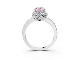 White gold Fancy Pink Oval Cut Diamond Scalloped Halo Engagement Ring with Round Shared Prong Band_22