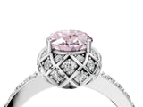 White gold Fancy Pink Oval Cut Diamond Scalloped Halo Engagement Ring with Round Shared Prong Band_23