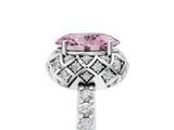 White gold Fancy Pink Oval Cut Diamond Scalloped Halo Engagement Ring with Round Shared Prong Band_24
