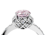 White gold Fancy Pink Oval Cut Diamond Scalloped Halo Engagement Ring with Round Shared Prong Band_41