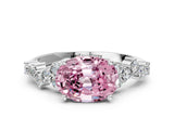 White gold Fancy Pink Oval Cut Diamond Scattered Round Accent Ring with Prong Setting_13
