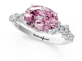 White gold Fancy Pink Oval Cut Diamond Scattered Round Accent Ring with Prong Setting_14