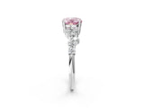 White gold Fancy Pink Oval Cut Diamond Scattered Round Accent Ring with Prong Setting_15