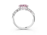 White gold Fancy Pink Oval Cut Diamond Scattered Round Accent Ring with Prong Setting_16