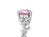White gold Fancy Pink Oval Cut Diamond Scattered Round Accent Ring with Prong Setting_18