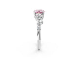 White gold Fancy Pink Oval Cut Diamond Scattered Round Accent Ring with Prong Setting_27