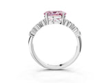 White gold Fancy Pink Oval Cut Diamond Scattered Round Accent Ring with Prong Setting_28